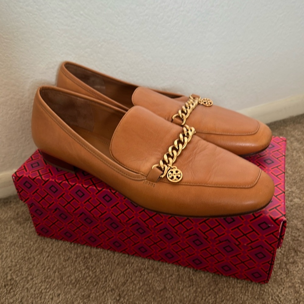 $368 Tory Burch Mini Benton 20mm Charm Calf Leather Loafers Shoes US 10.5